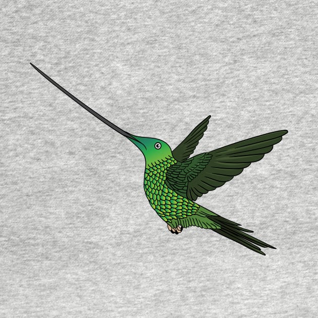 Sword-billed hummingbird cartoon illustration by Cartoons of fun